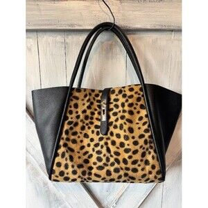 Leopard Print and Black Tote Bag